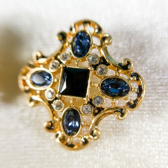 Vintage Sapphire Earrings, Blue Gemstone Earrings, Bridal Crystal Earrings, Gift - Picture 7 of 11